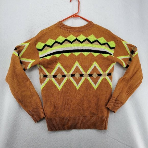 ULTRA FLIRT Sweater Women’s Long Sleeve Geometric Pattern Brown Small - Picture 6 of 10